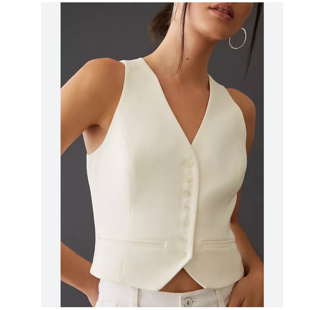 Favorite Daughter The‎ Agnes Vest Ivory White Button Front Waistcoat XL New